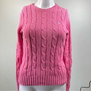 vineyard vines cotton crewneck cable knit sweater size small pink whale logo